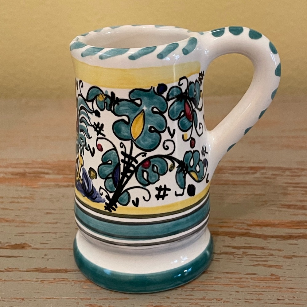 Vintage Italian petite ceramic rooster hand-painted pitcher Deruta style